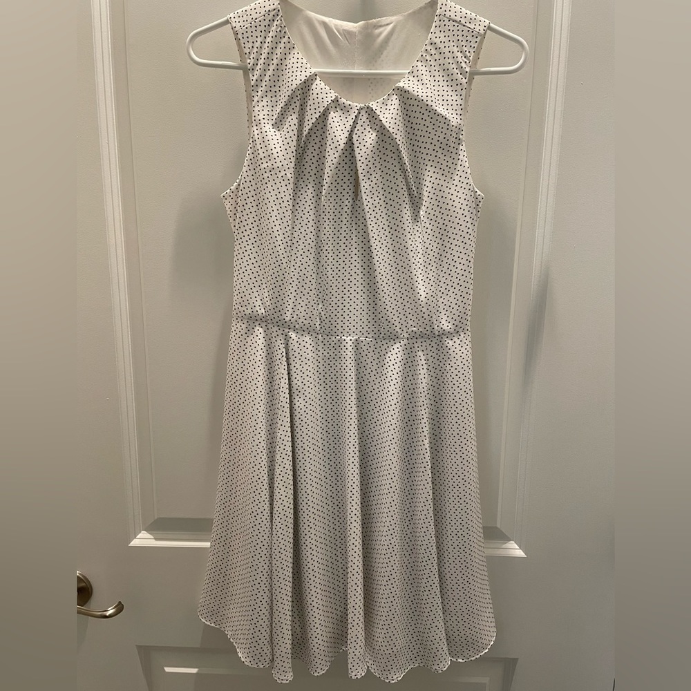 Express White Dress with Black Triangle Dots, S